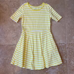 Girls Yellow/White Striped Primary Dress Size 6-7- Sunny, Summer, Spring